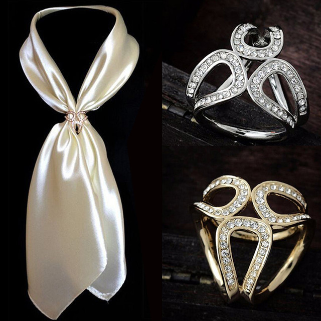 Fashion Luxury Scarf Buckle Wedding Hoop Brooch Pins for Women Crystal  Holder Silk Shawl Buckle Ring